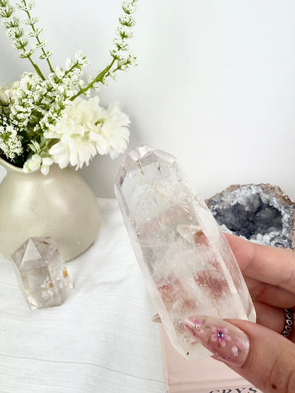 Clear Quartz Tower with Golden Healer Inclusion