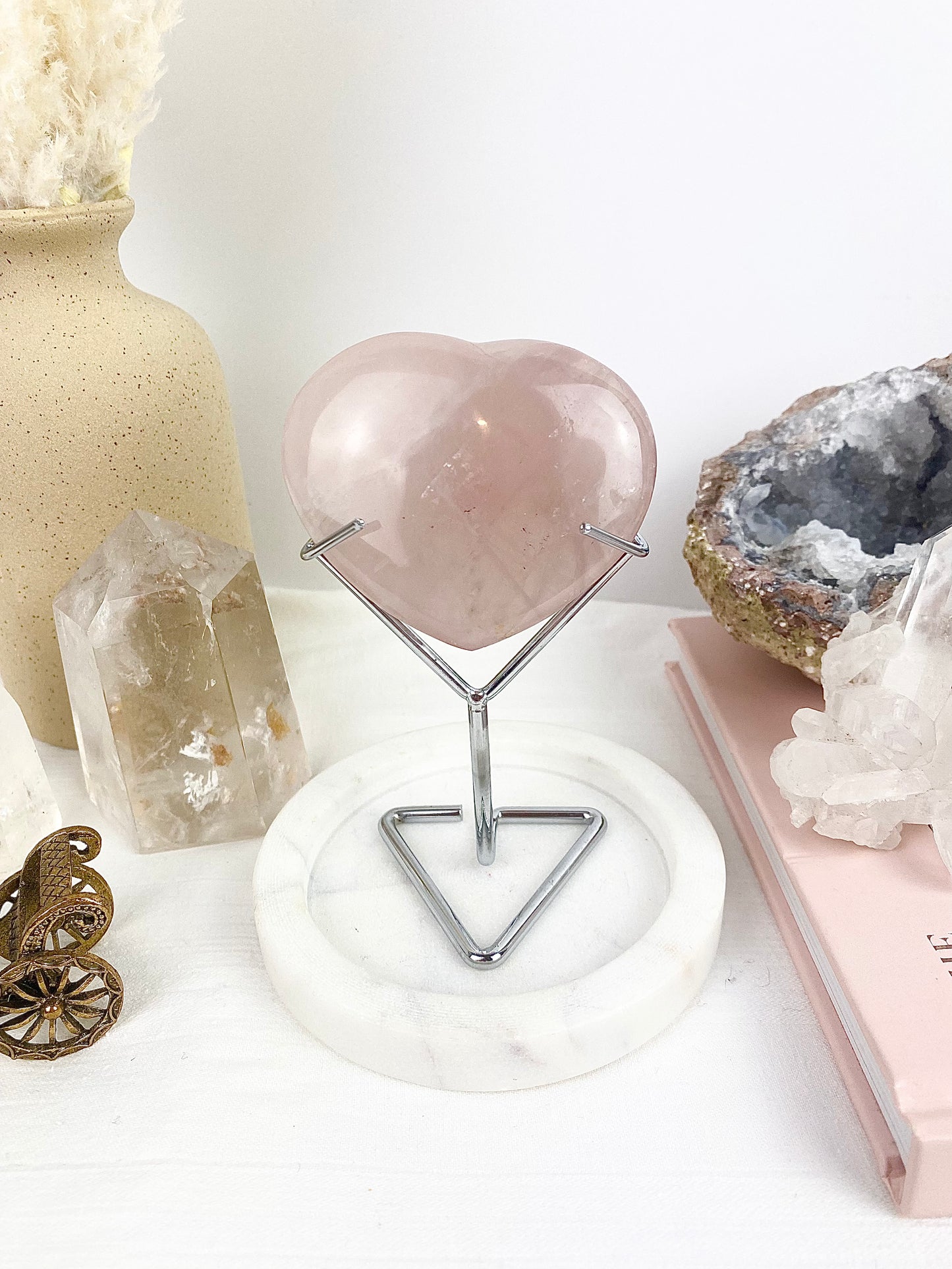 Rose Quartz Heart on Stand