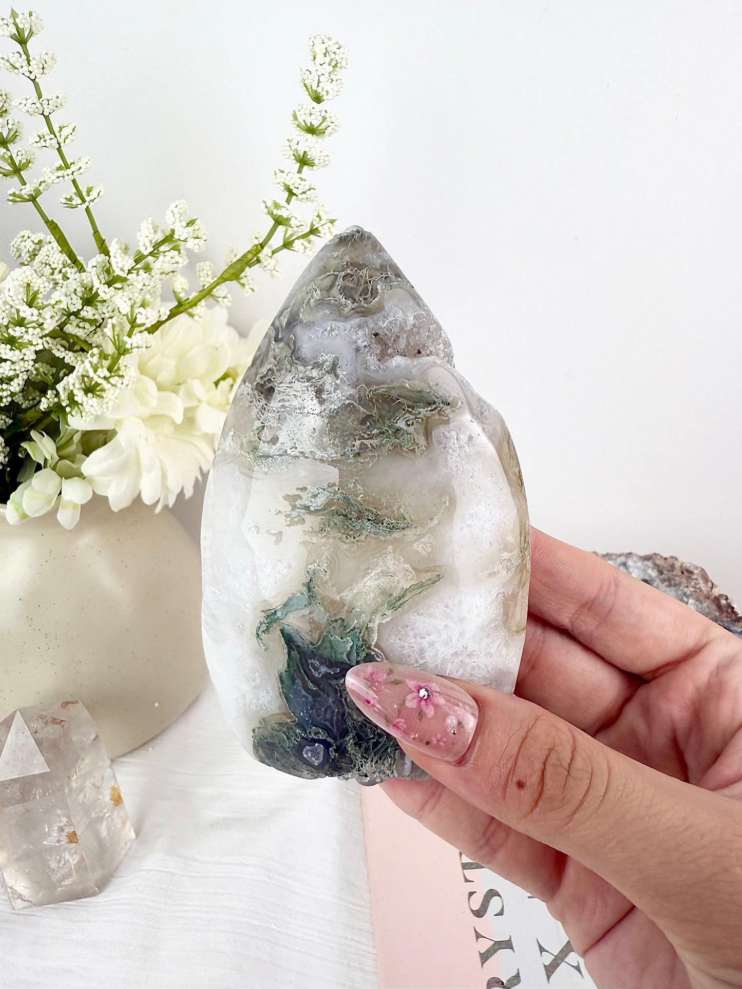 Druzy Moss Agate Flame