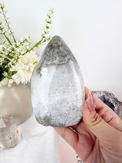 Druzy Moss Agate Flame