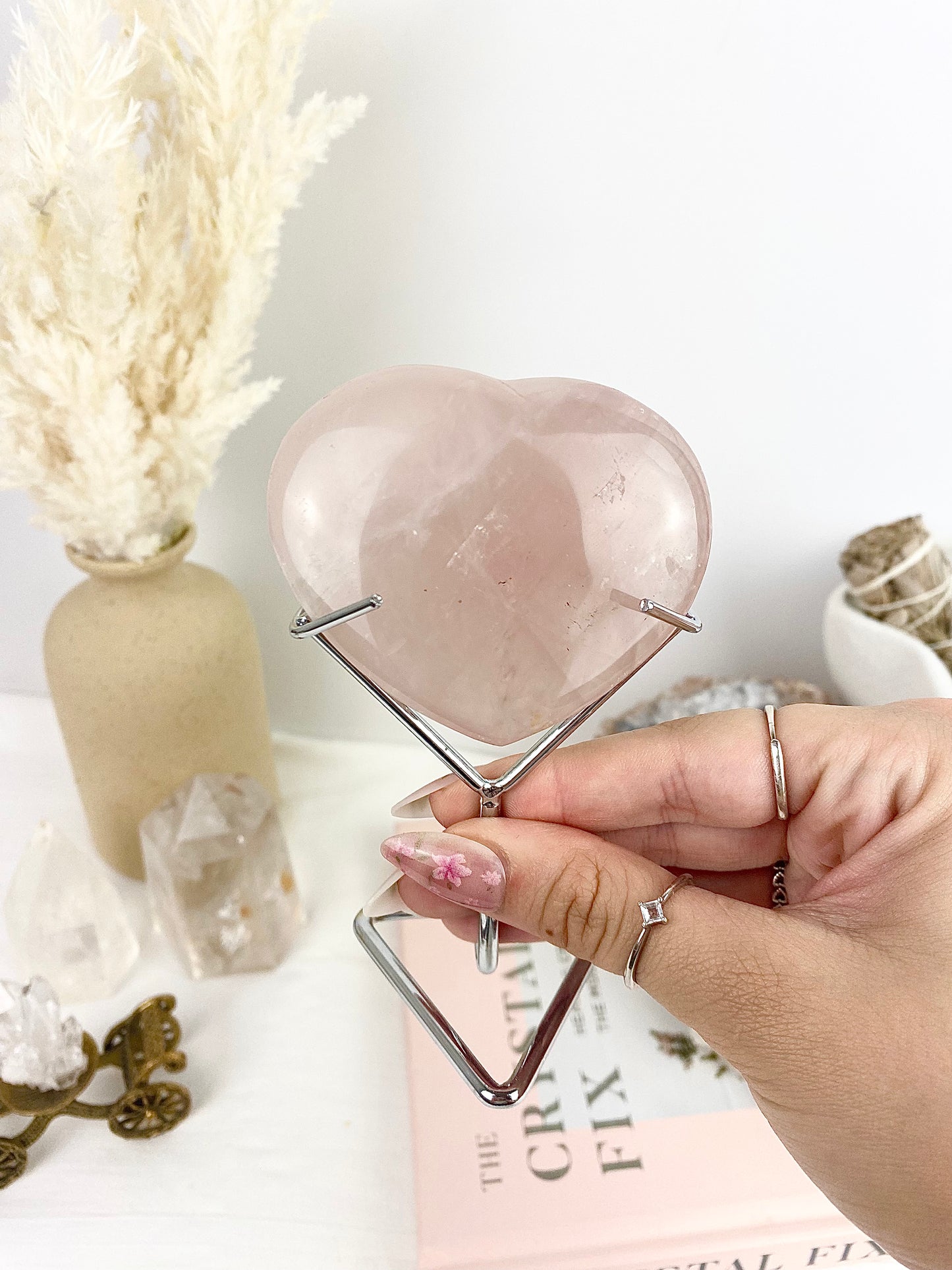 Rose Quartz Heart on Stand