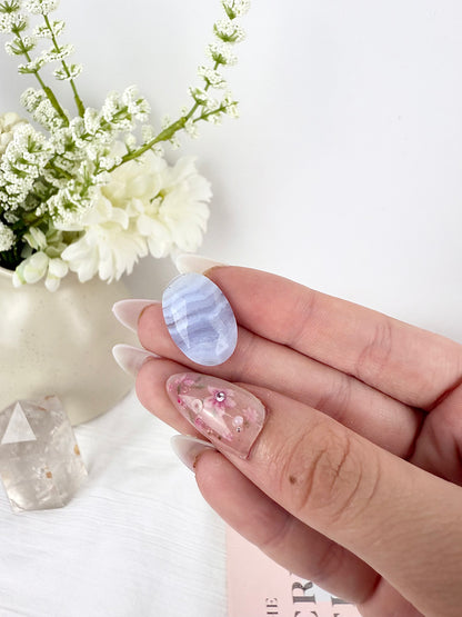 High Quality Blue Lace Agate Faceted Cabochon