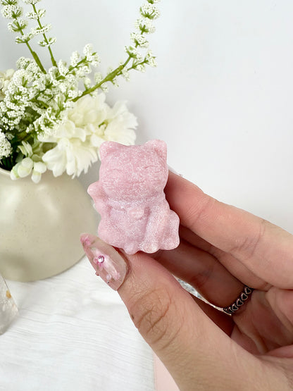 Pink Opal Lucky Cat