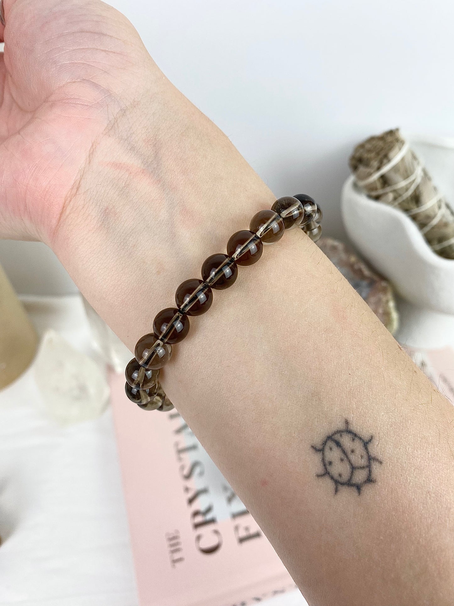 A-Grade Smokey Quartz Beaded Bracelet ✧ 8mm