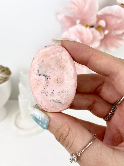 ♡ Pastel Pink Rhodochrosite Palm Stones ♡