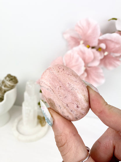 ♡ Pastel Pink Rhodochrosite Palm Stones ♡