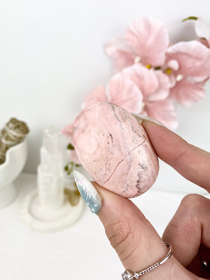 ♡ Pastel Pink Rhodochrosite Palm Stones ♡