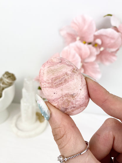 ♡ Pastel Pink Rhodochrosite Palm Stones ♡