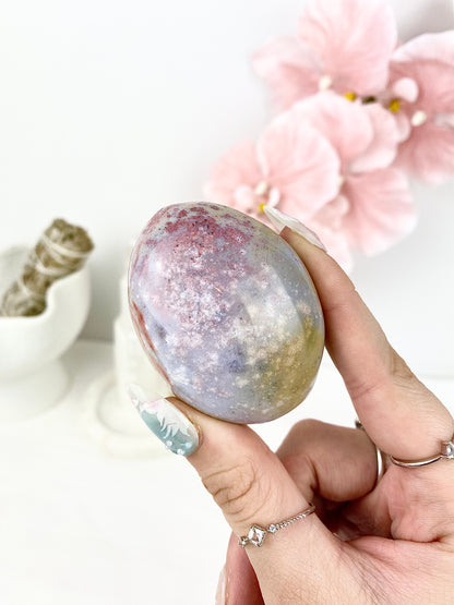 ✿ Pastel Ocean Jasper Palm Stones ✿