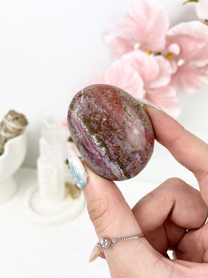 ✿ Pastel Ocean Jasper Palm Stones ✿