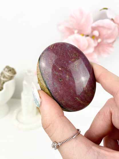 ✿ Pastel Ocean Jasper Palm Stones ✿