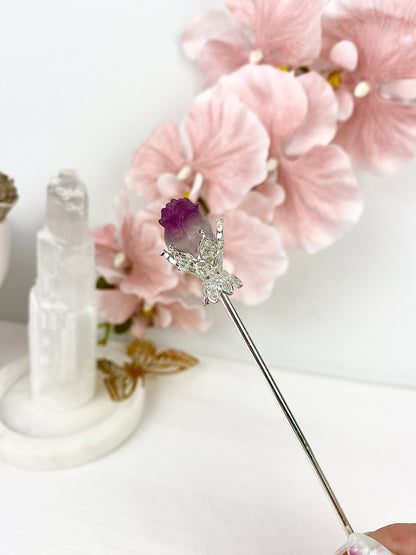 Fluorite Rose Hair Pin