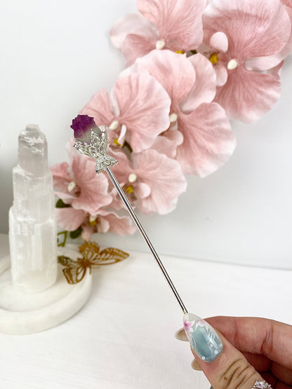 Fluorite Rose Hair Pin