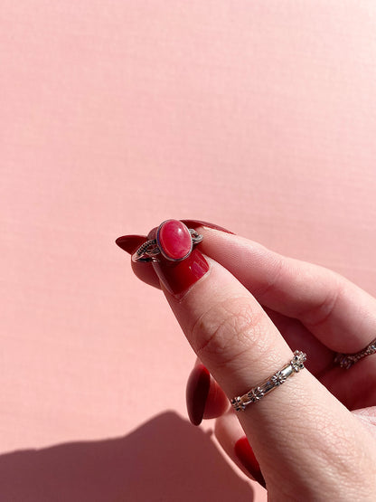 High Quality Rhodonite s925 Silver Ring