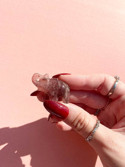 Strawberry Quartz Elephant