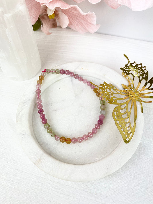 Watermelon Tourmaline Beaded Bracelet