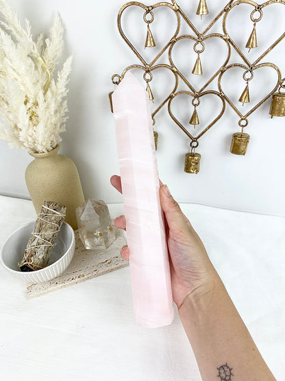 MASSIVE Large Pink Mangano Calcite Tower