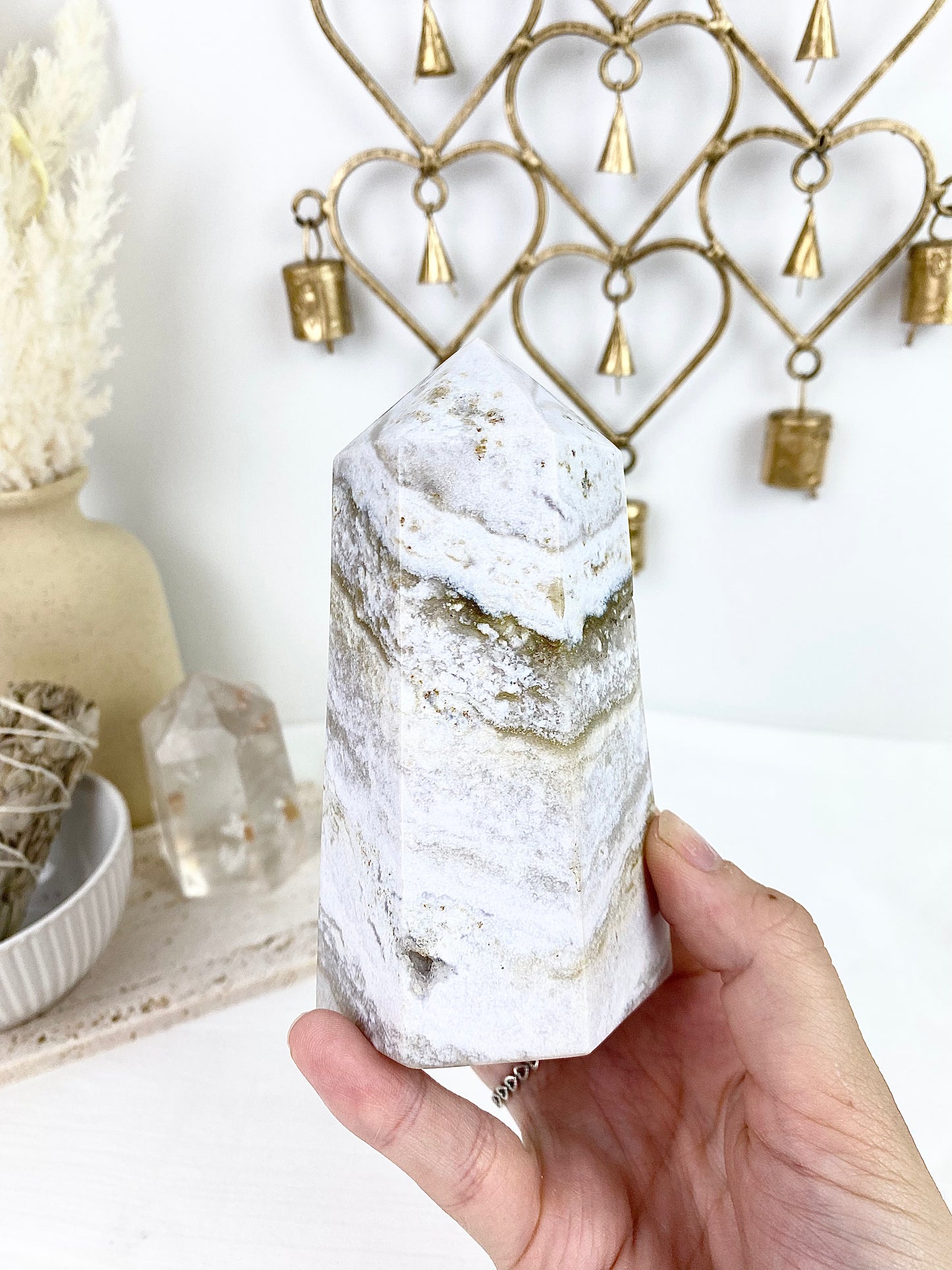 White Ocean Jasper Large Chunky Tower