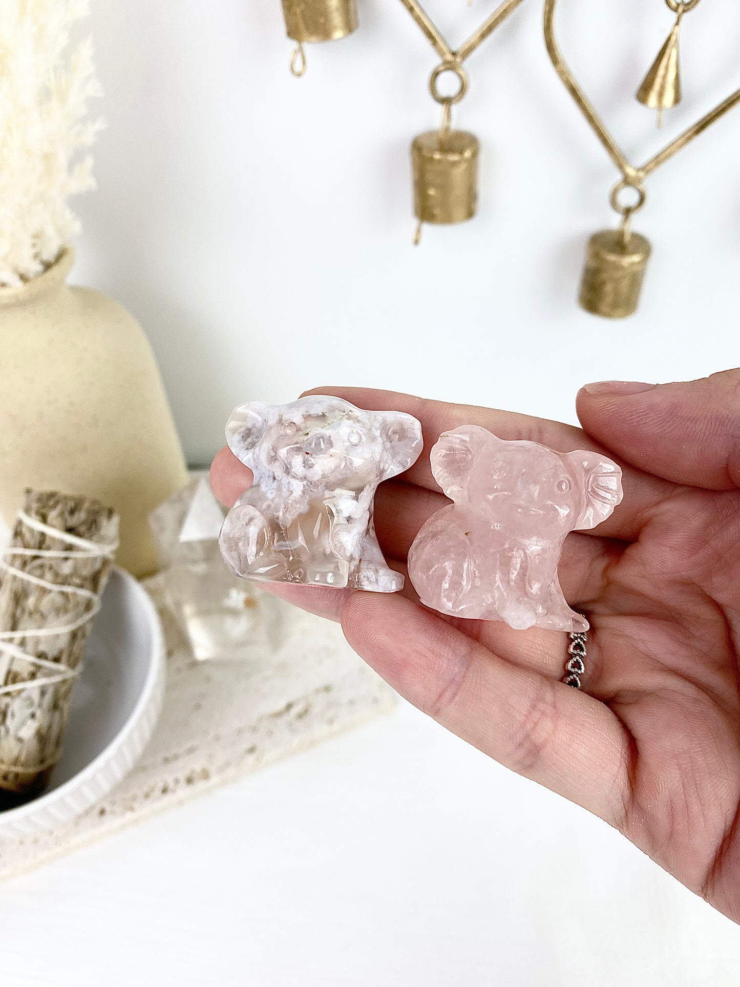 Rose Quartz & Flower Agate Koala