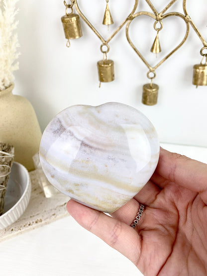 ✿ Pastel Ocean Jasper Large Heart on Stand — 3. ✿