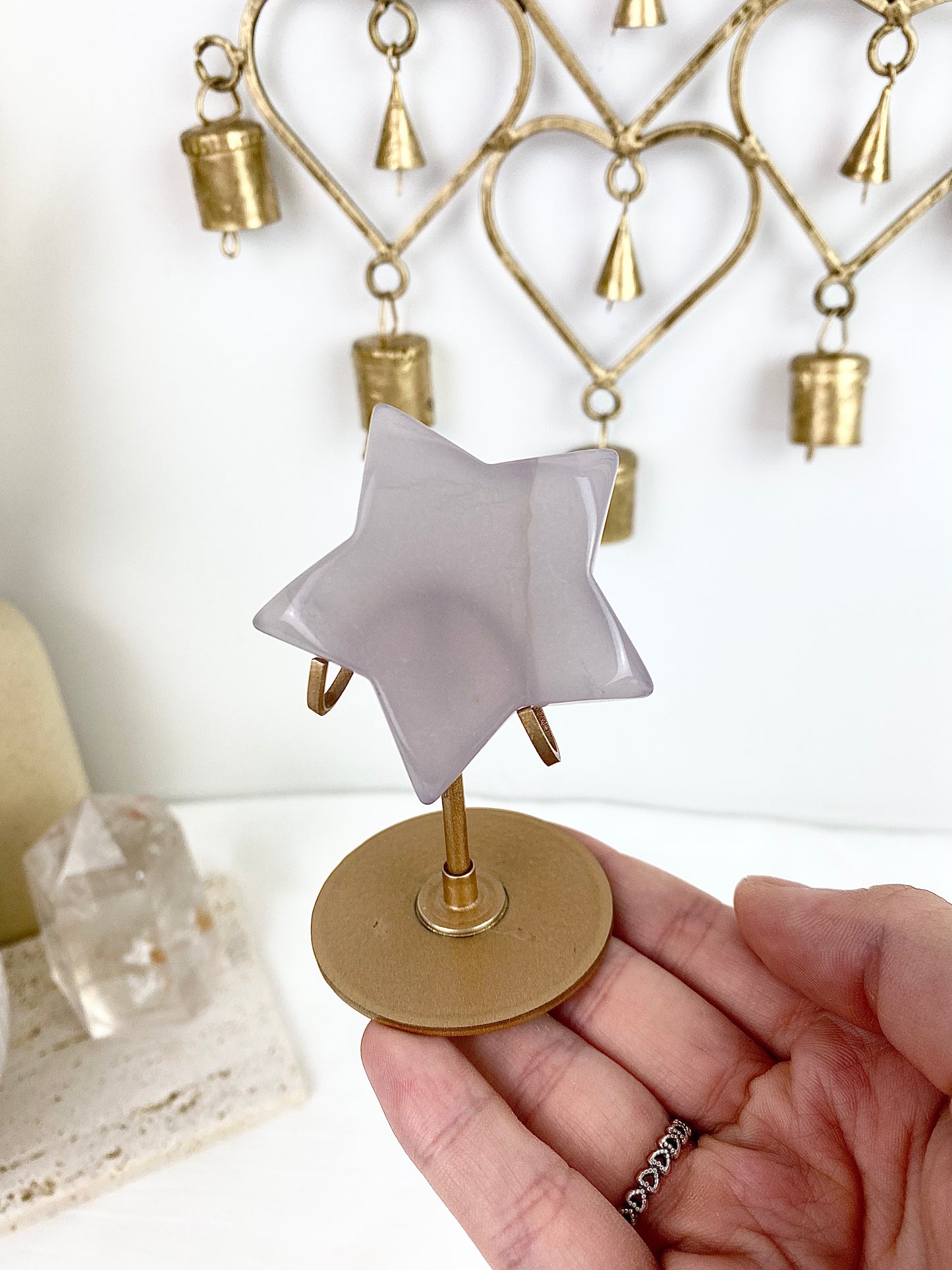 Lavender Fluorite Star on Bronze Stand #2