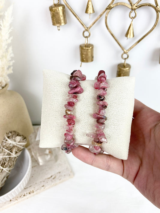 Pink Tourmaline Chip Bracelets