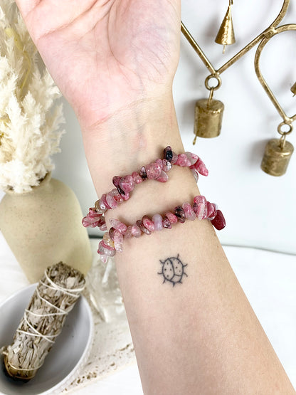 Pink Tourmaline Chip Bracelets