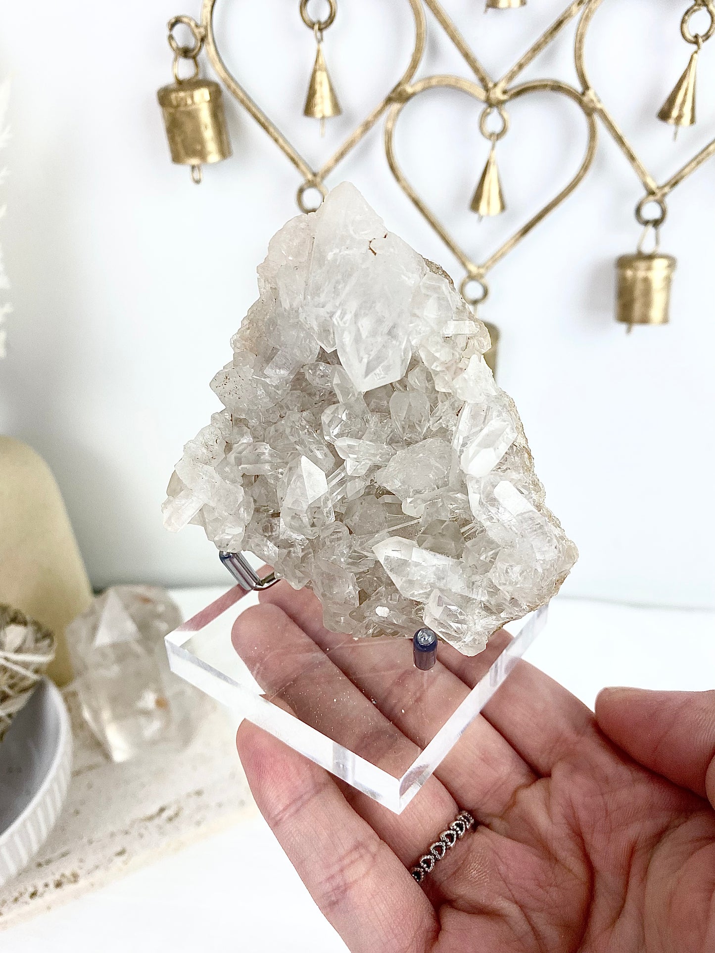 Apophyllite Specimen with Adjustable Stand