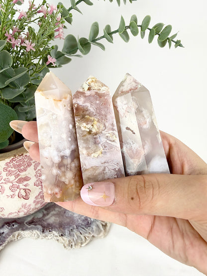 ✿ Pink Amethyst x Flower Agate Towers ✿