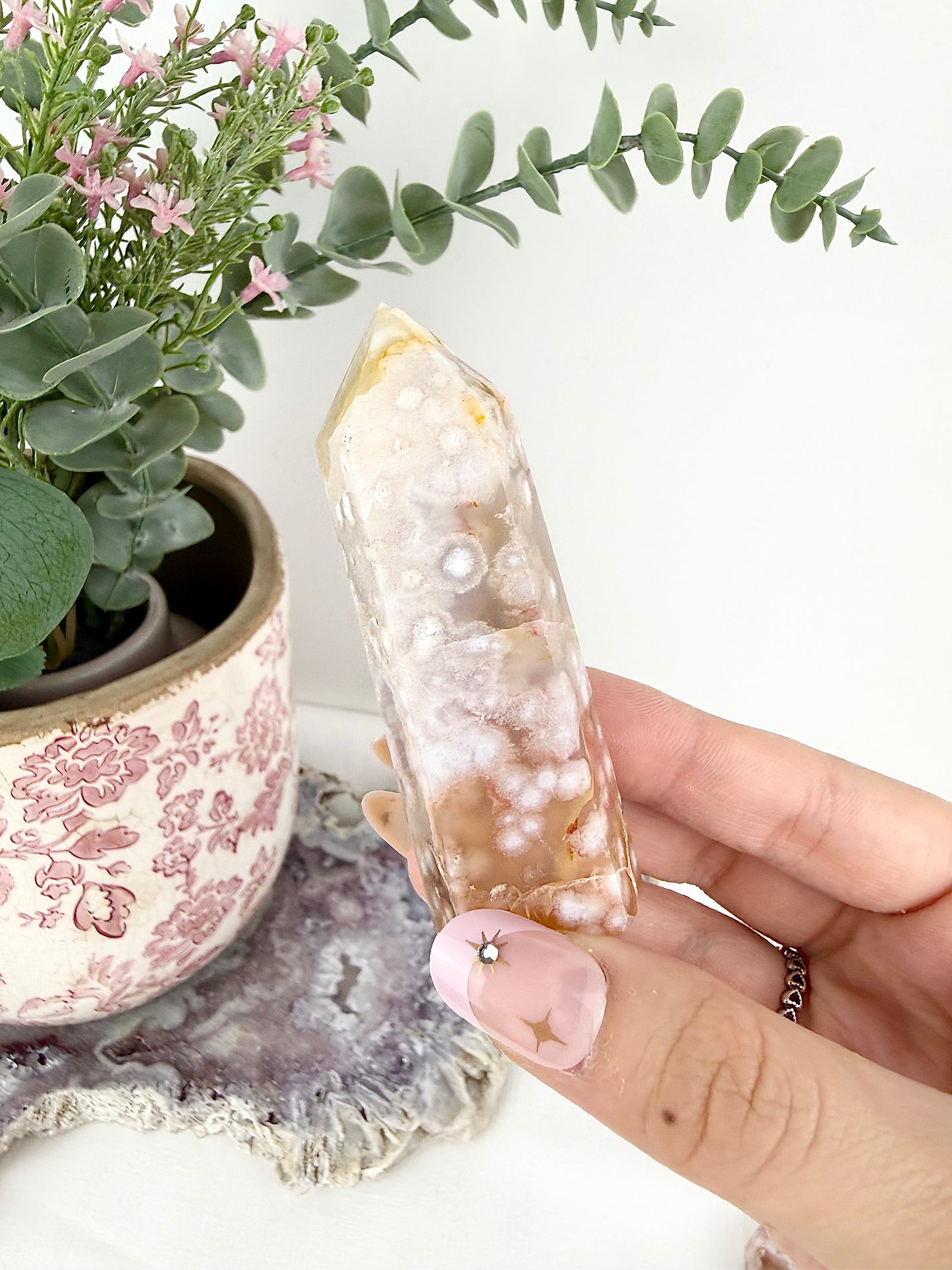 ✿ Pink Amethyst x Flower Agate Towers ✿
