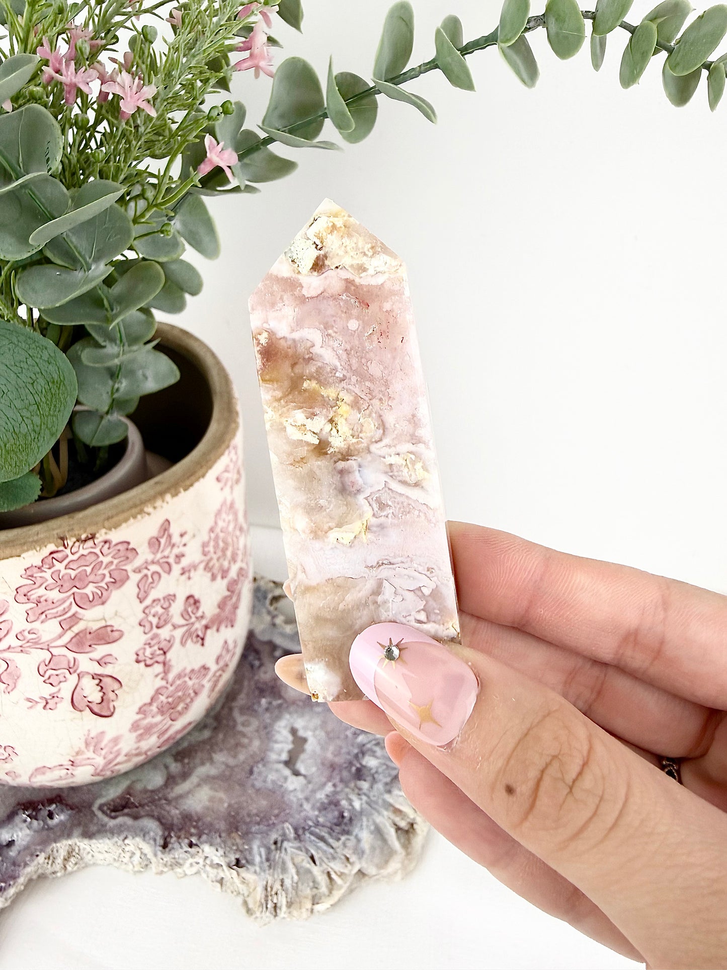 ✿ Pink Amethyst x Flower Agate Towers ✿