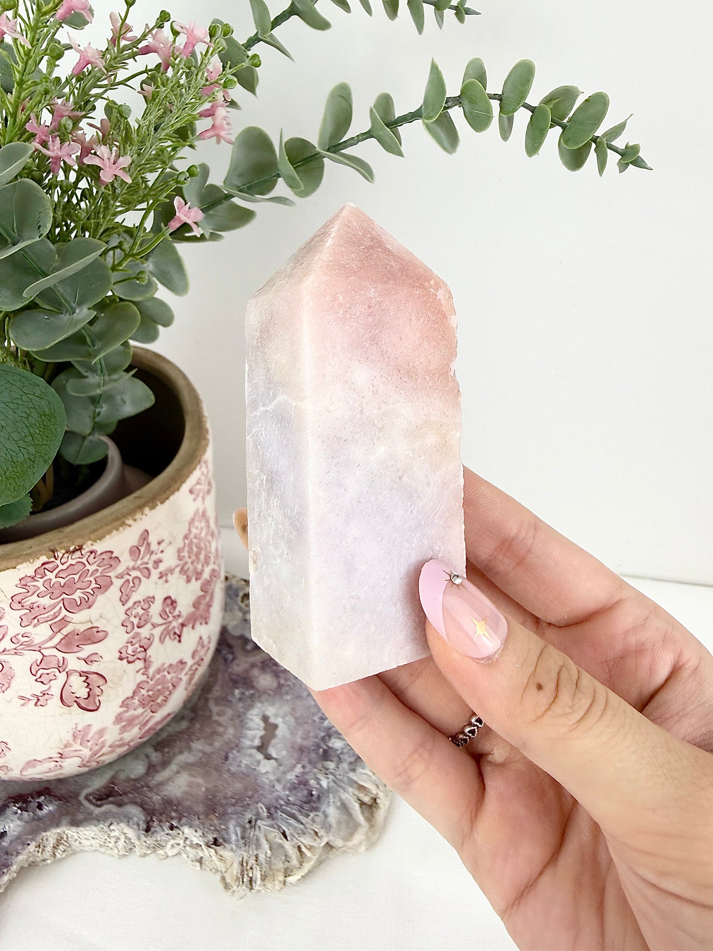 ✿ Pink Amethyst x Flower Agate Towers ✿
