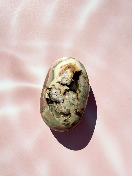 Green Flower Agate Large Palmstone