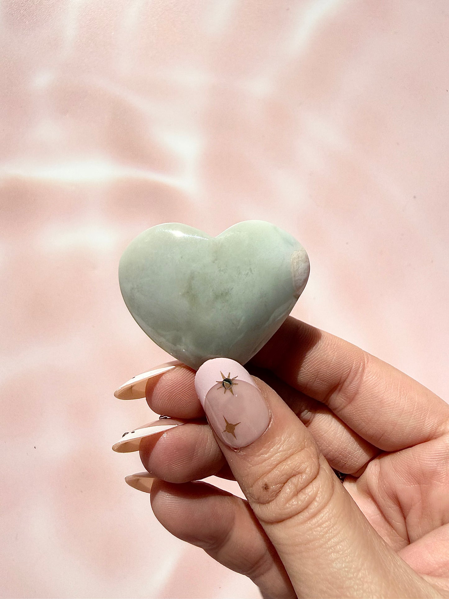 Green Flower Agate Heart