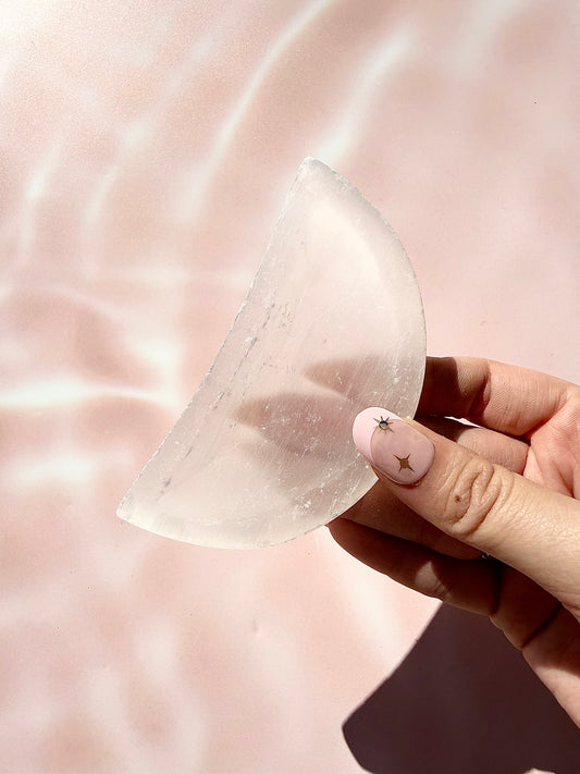 Selenite Moon Bowl