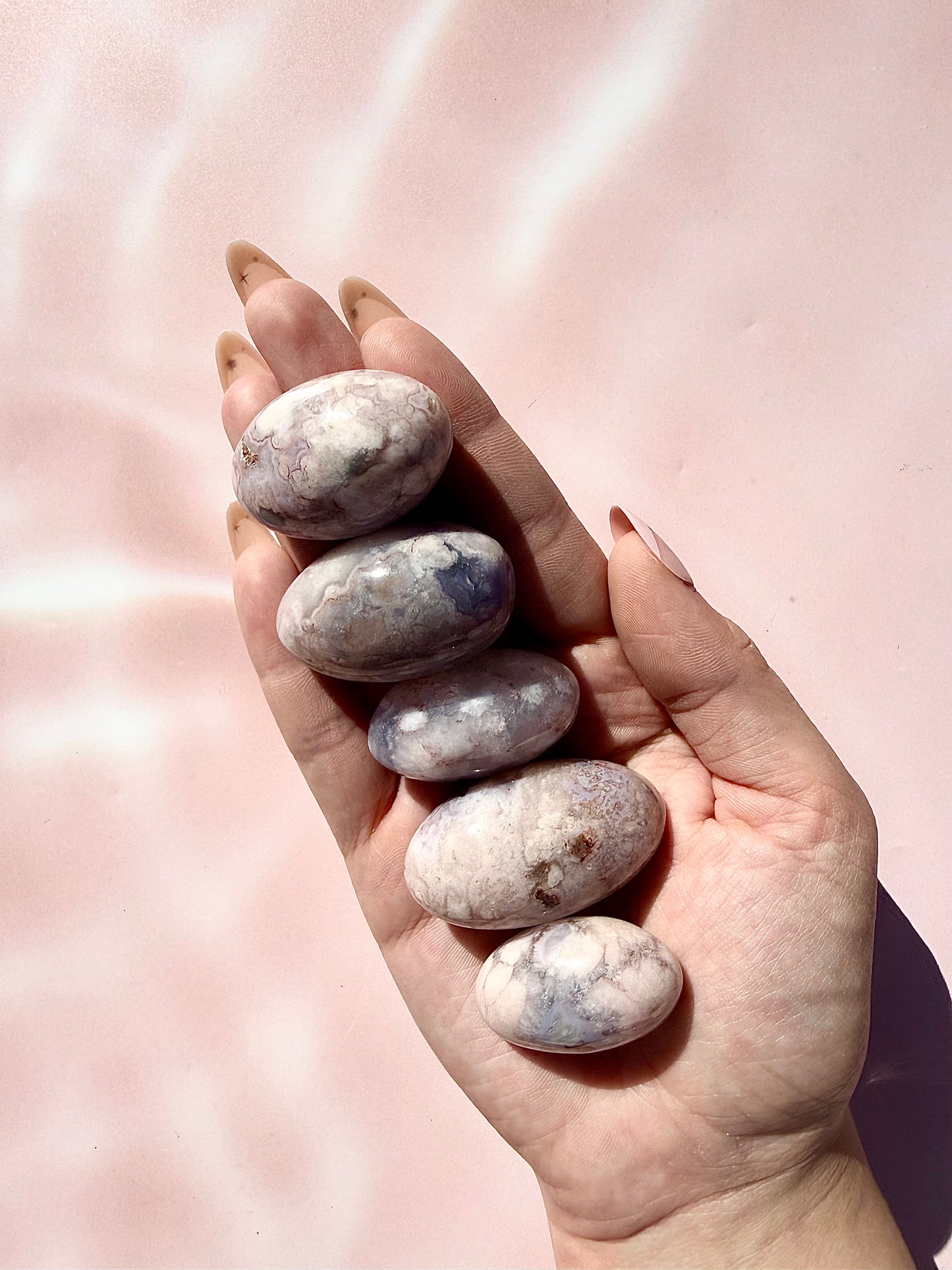 Blue Flower Agate with Pink Amethyst Shivas