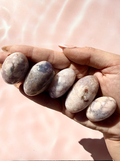 Blue Flower Agate with Pink Amethyst Shivas