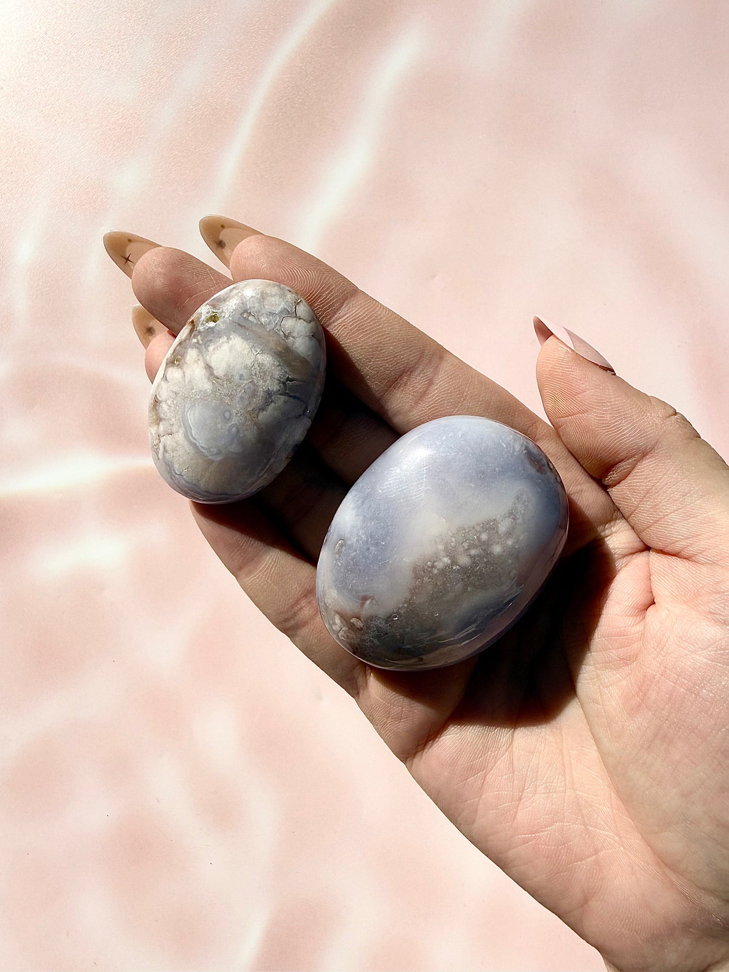Blue Flower Agate Palmstones