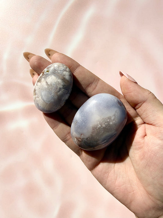 Blue Flower Agate Palmstones