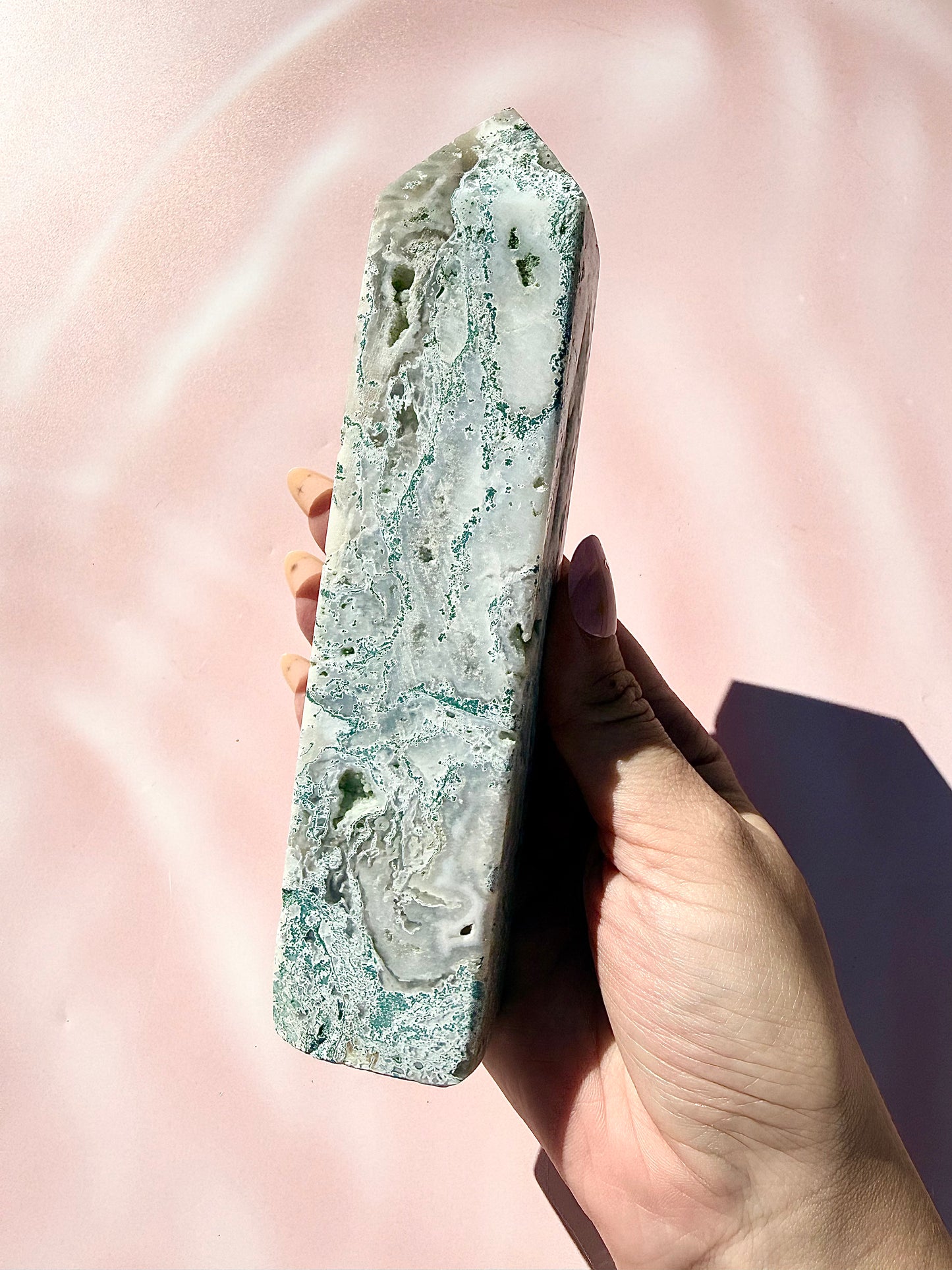 Moss Agate Large Tower