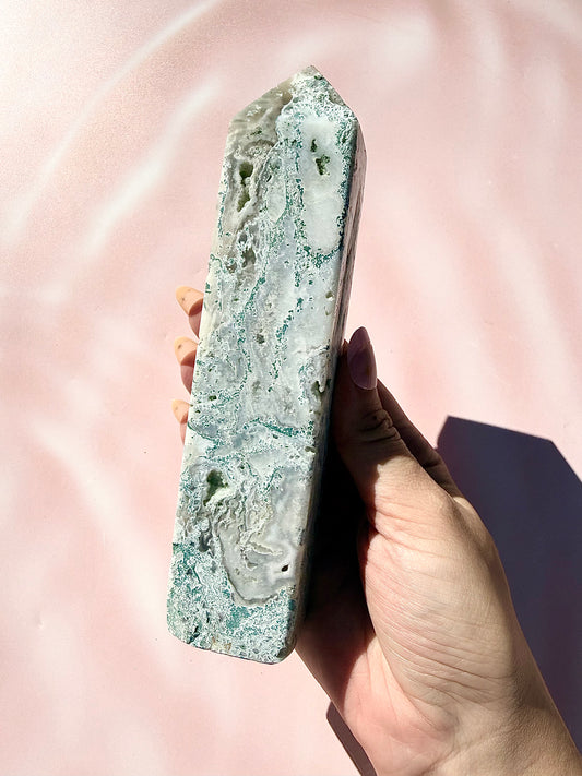 Moss Agate Large Tower