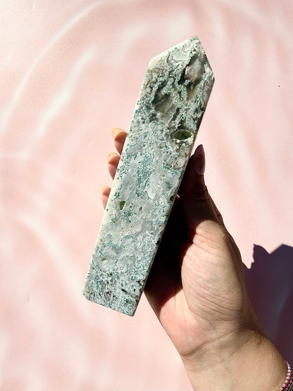 Moss Agate Large Tower