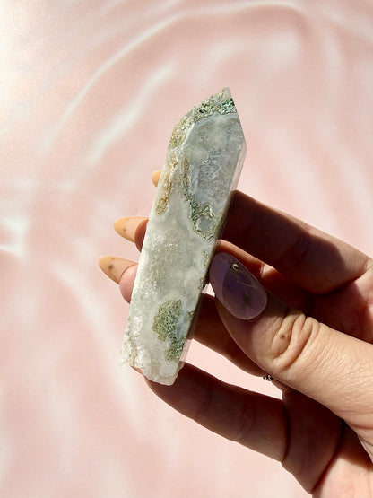 Moss Agate Druzy Tower