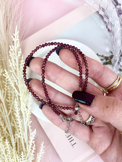 Garnet Faceted Chain Bracelets