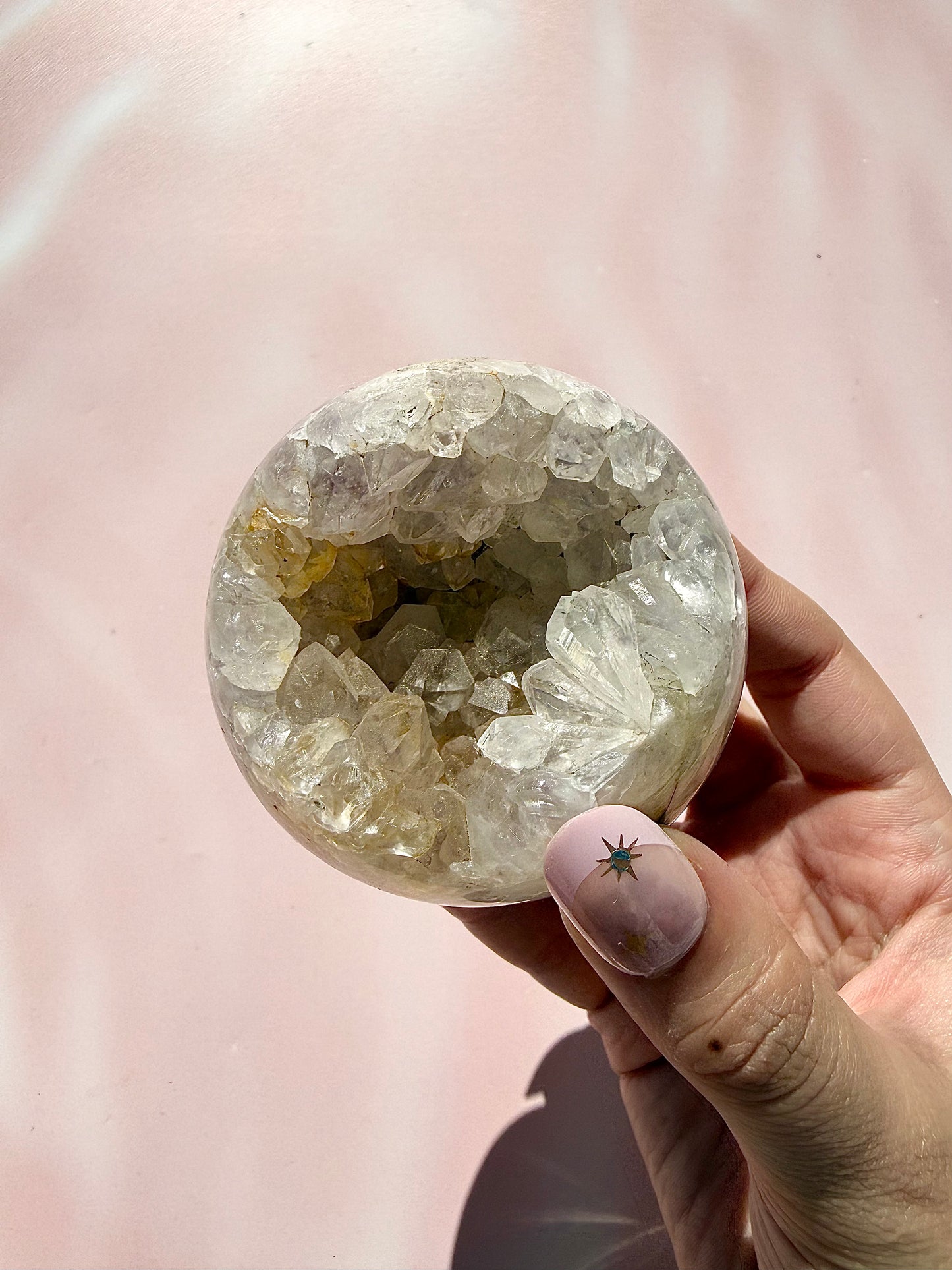 Pink Amethyst Druzy Sphere with Pyrite *comes with stand*
