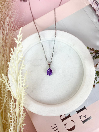 s925 Amethyst Faceted Silver Necklace