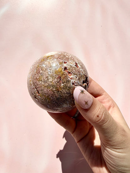 Pink Agate Sphere with Stand