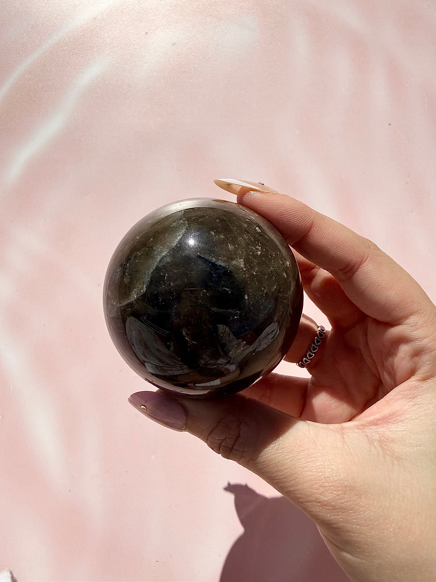 Black Moonstone Sphere with Stand