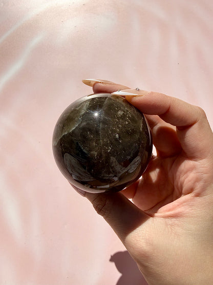Black Moonstone Sphere with Stand