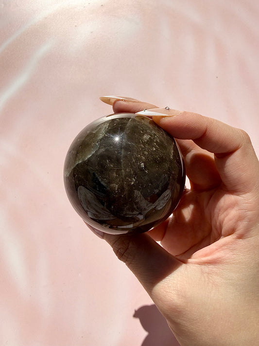 Black Moonstone Sphere with Stand